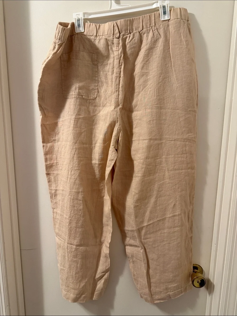 Quince Casual Elastic-Waist 100% European Linen 25” inseam ankle Pants - XL